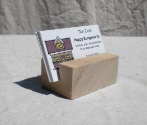 wooden business card holder