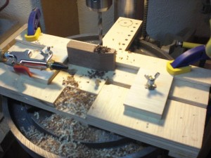 Wood Toy Car on drill press.