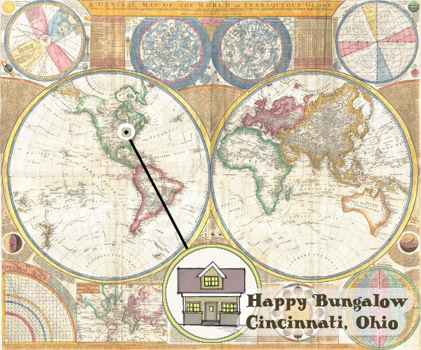 Vintage Map Showing Happy Bungalow's Location