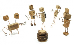 wood toy robots