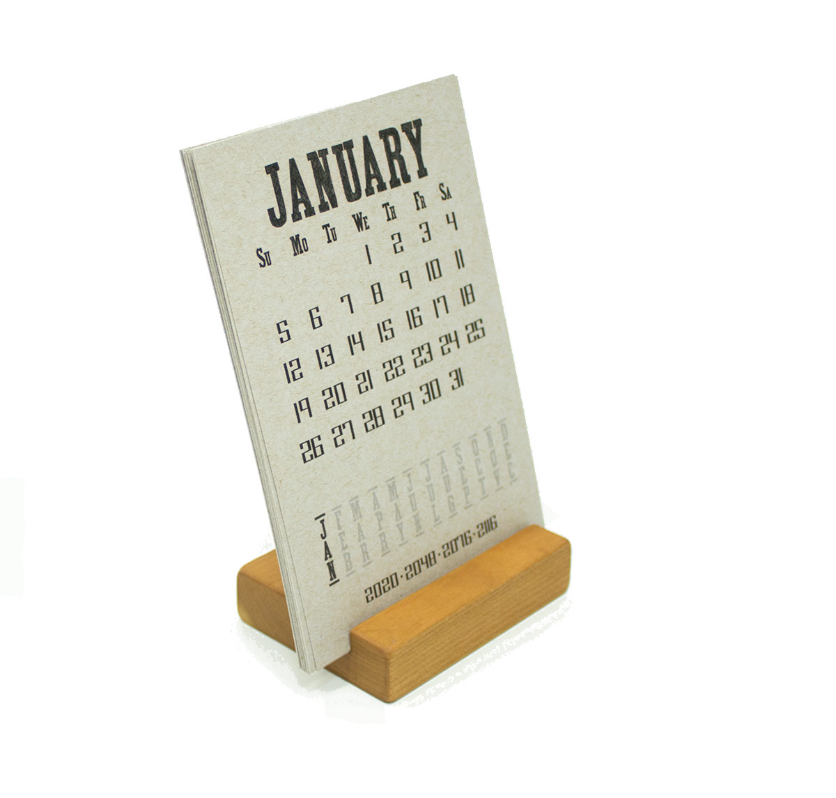 2024 Cherry Wood Desk Calendar Stand